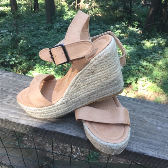 Wedge  creamy wicker, camel Swede cloth wedge sandal,HPx4 espadrilles - Picture 2 of 5